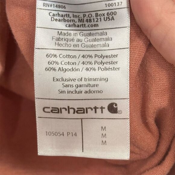 Carhartt Rust Orange Long Sleeve Graphic Tee M Workwear Streetwear Double Sided - Picture 7 of 8